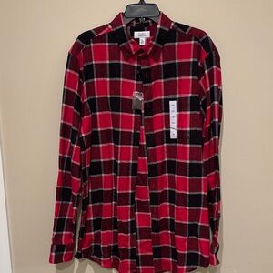 croft & barrow Men’s Red and Black Plaid Button-Down Shirt